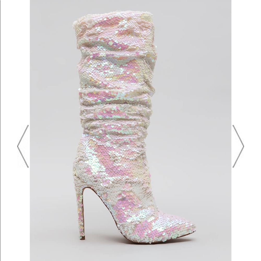 Slouchy sequin bling boots